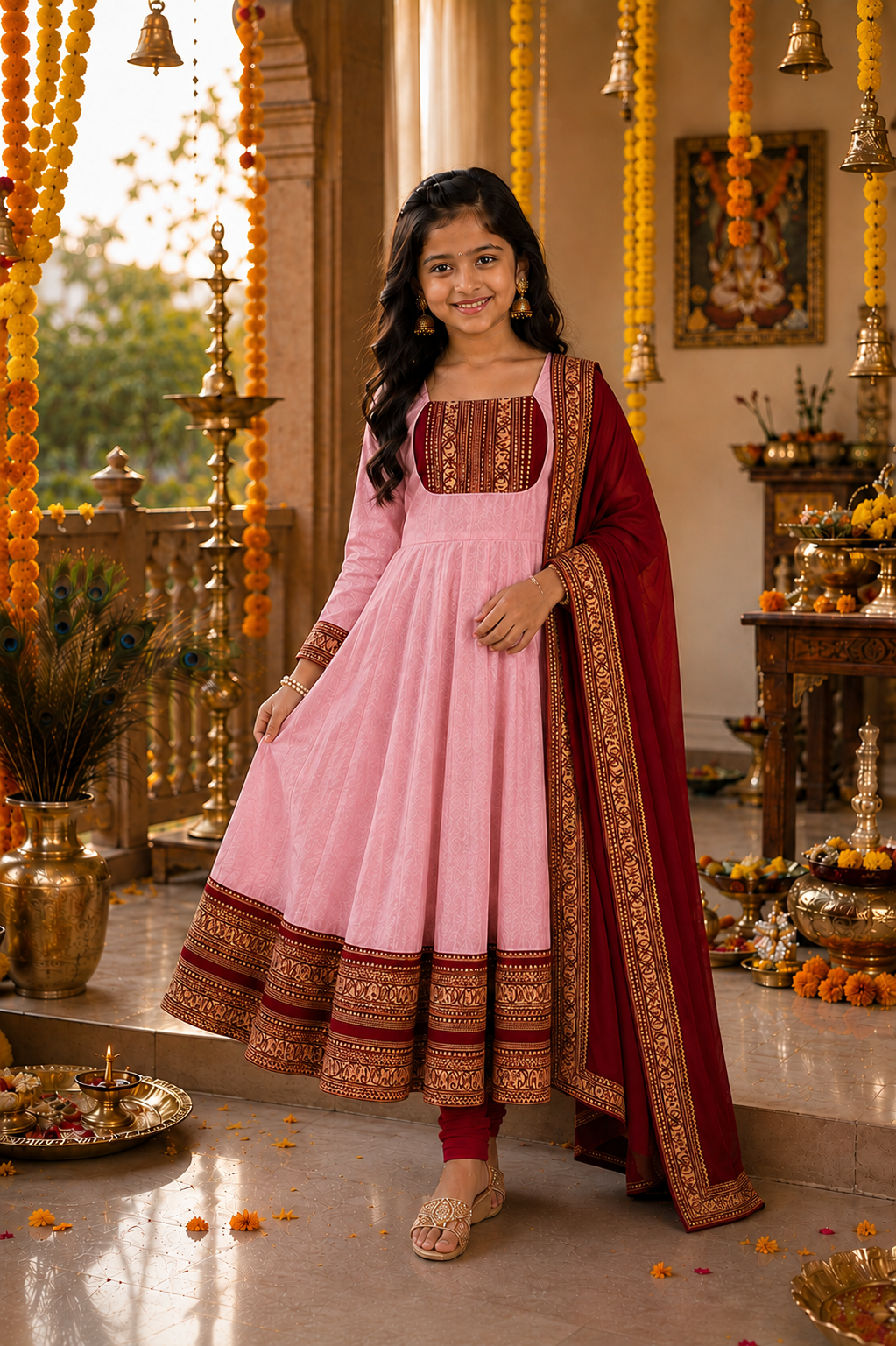 Girls Festive Anarkali Dress with Dupatta