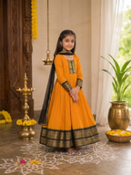 Girls Festive Cotton Blend Anarkali Set With Duppata