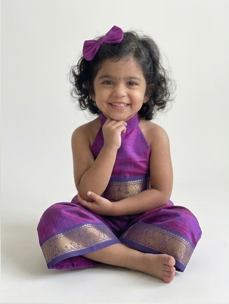 Stylish Kids Chanderi Cotton Co-Ord Set – Festive Wear for Girls
