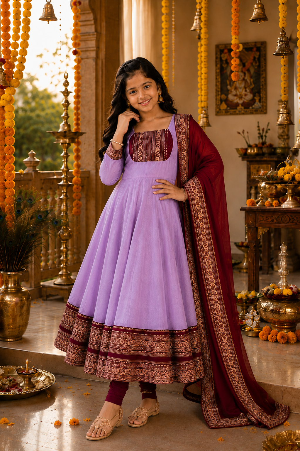 Girls Festive Anarkali Dress with Dupatta