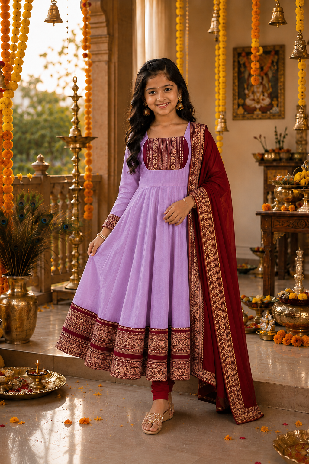 Girls Festive Anarkali Dress with Dupatta