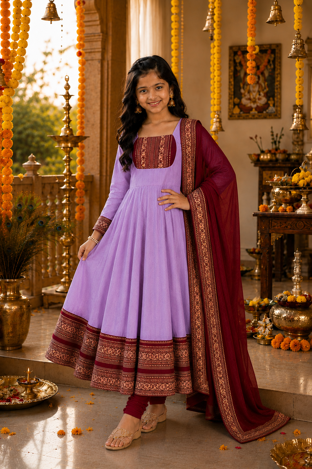 Girls Festive Anarkali Dress with Dupatta
