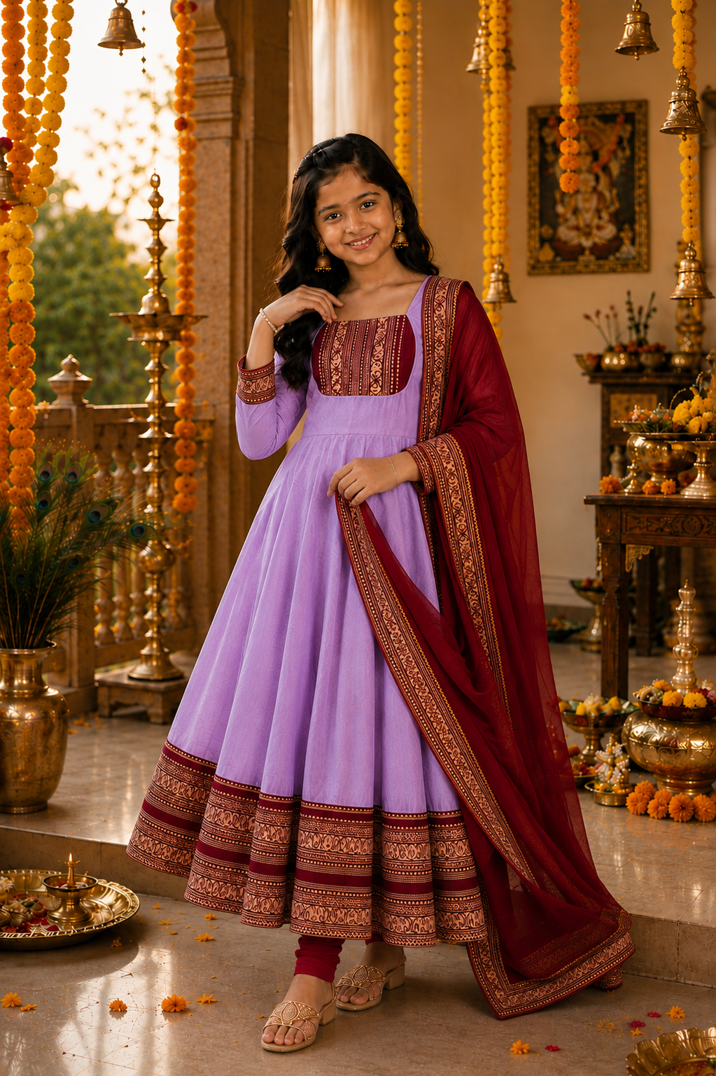 Girls Festive Anarkali Dress with Dupatta