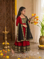 Girls Festive Cotton Blend Anarkali Set With Duppata