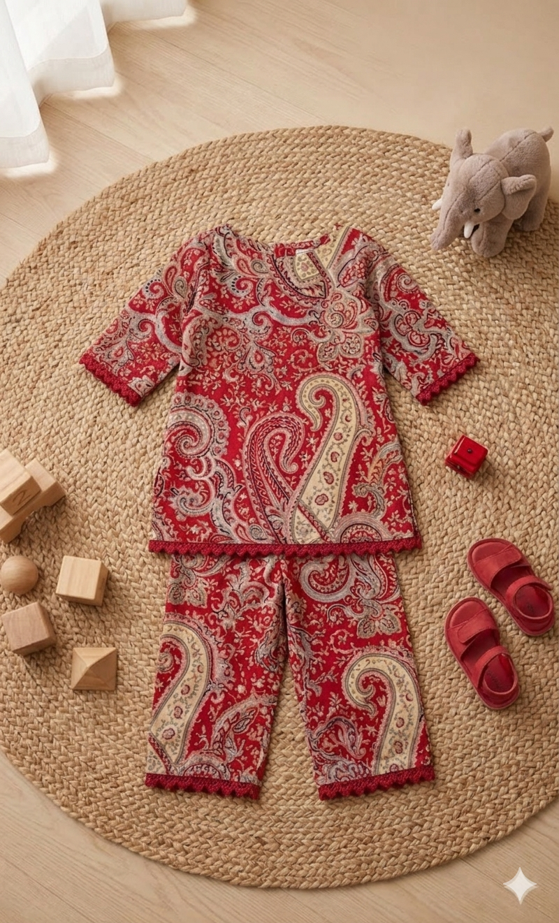 Trendy Red Ethnic Wear Set for Girls
