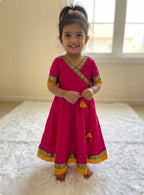Little Princess Chanderi Cotton Frock with Jacquard Border