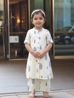 Slub Rayon Printed Kids Kurta & Pant Set