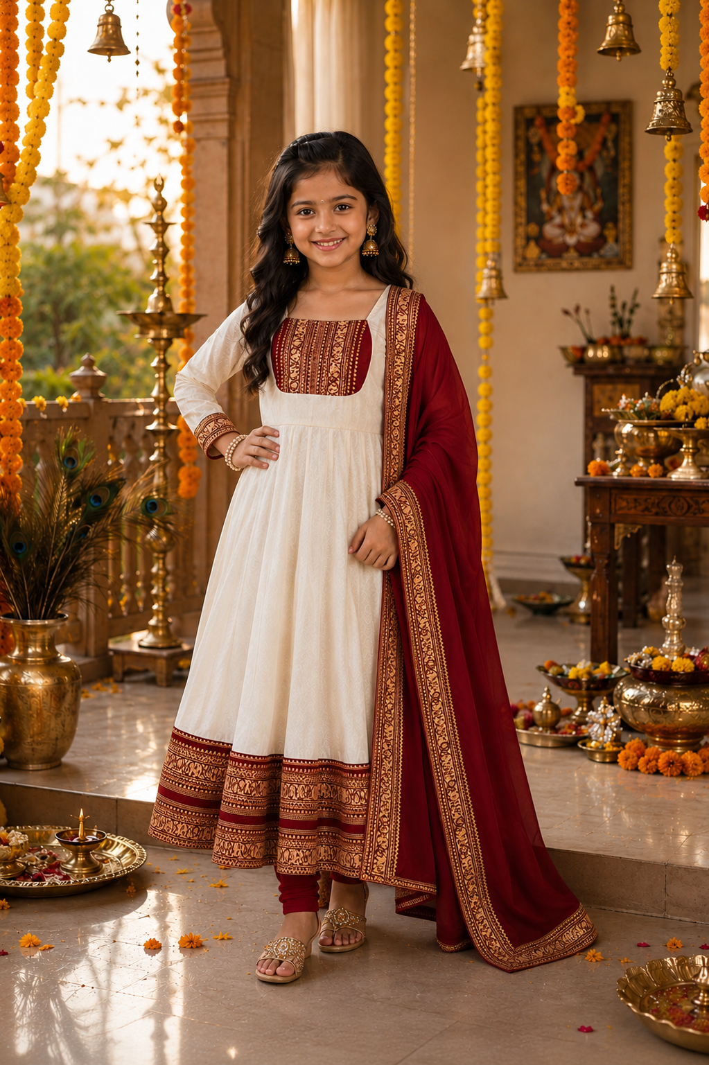 Girls Festive Anarkali Dress with Dupatta