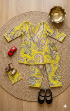 Yellow Ethnic Printed Rayon Co-Ord Set