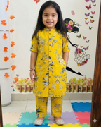 Slub Rayon Printed Kids Kurta & Pant Set