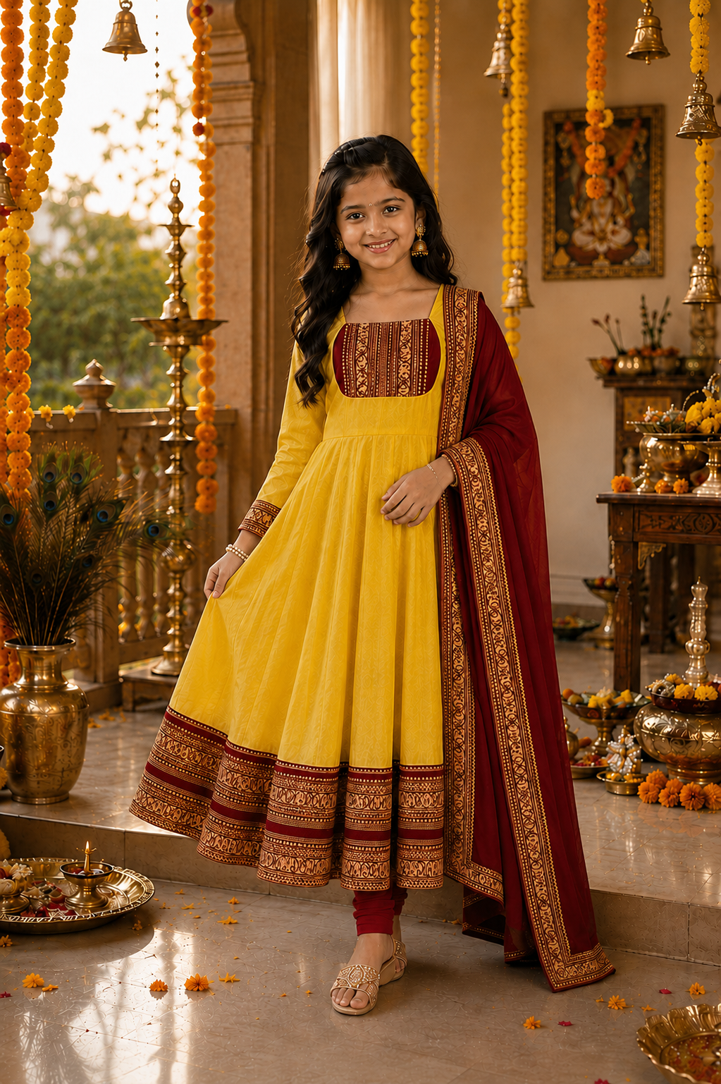Girls Festive Anarkali Dress with Dupatta