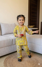 Yellow Ethnic Printed Rayon Co-Ord Set
