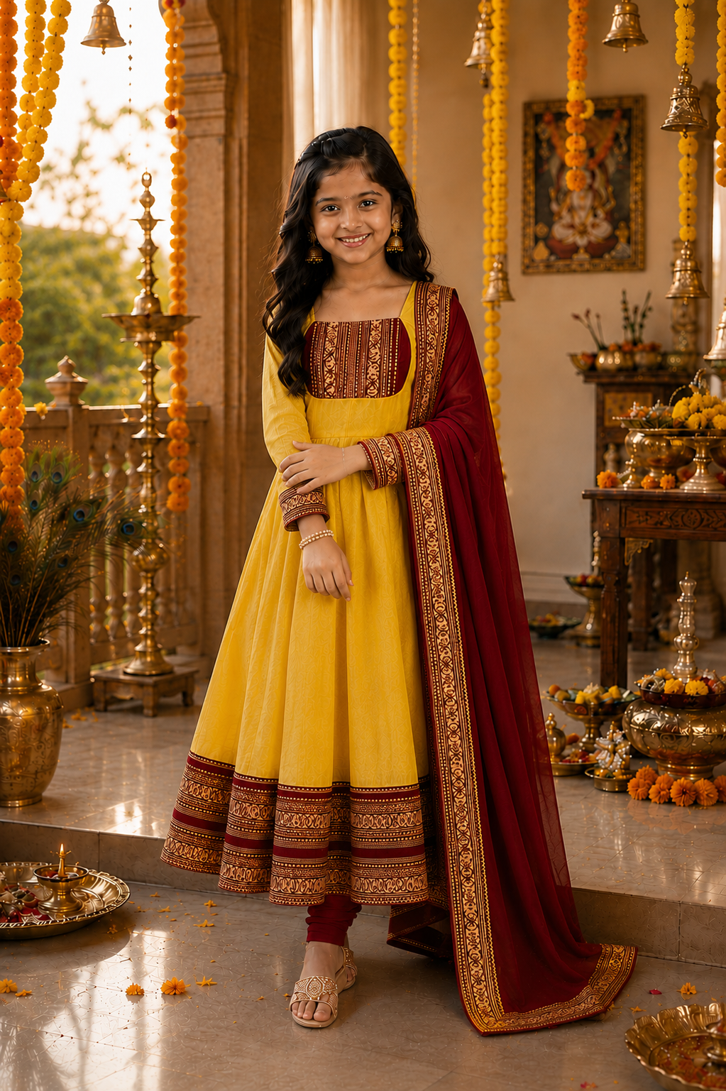 Girls Festive Anarkali Dress with Dupatta