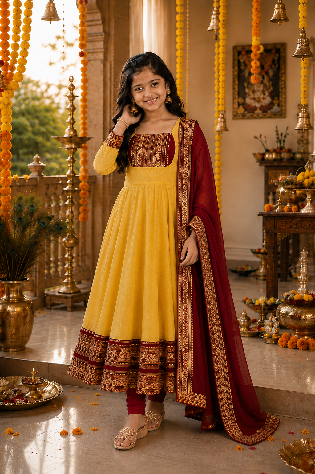 Girls Festive Anarkali Dress with Dupatta