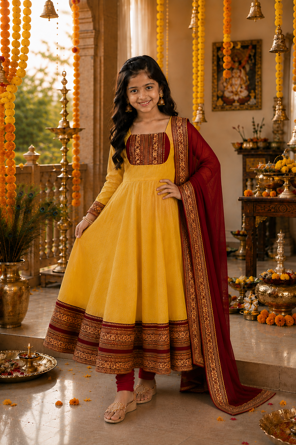 Girls Festive Anarkali Dress with Dupatta