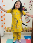 Slub Rayon Printed Kids Kurta & Pant Set